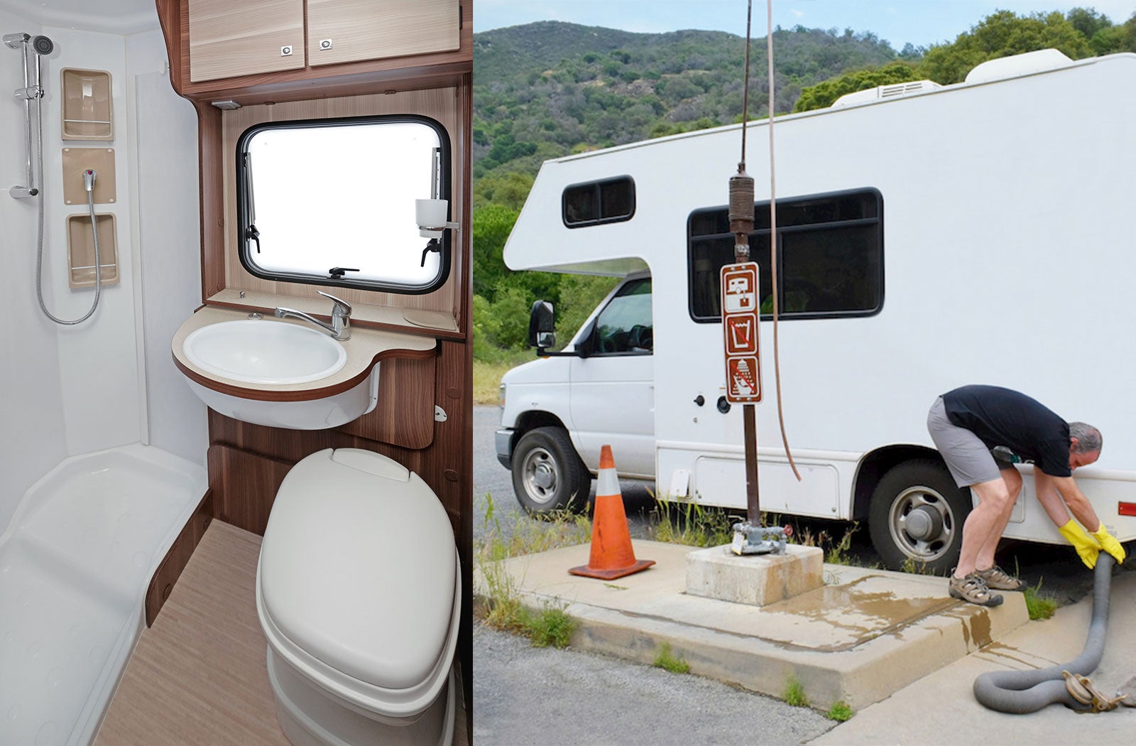 Portable RV/camper toilet and holding tank setup in Crossville, Tennessee