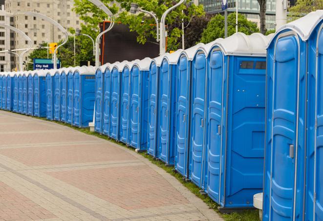 Seasonal porta potty units set up at a Crossville, Tennessee venue
