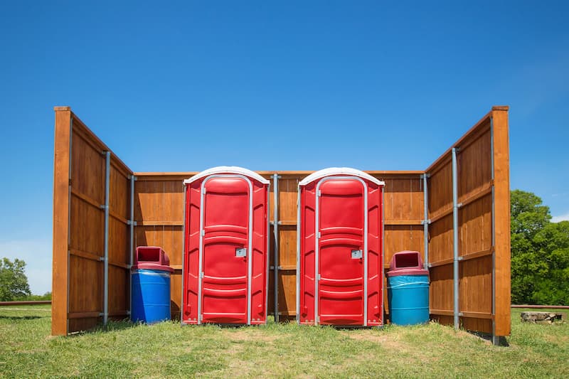 Short-term porta potty units staged for delivery in Crossville, Tennessee